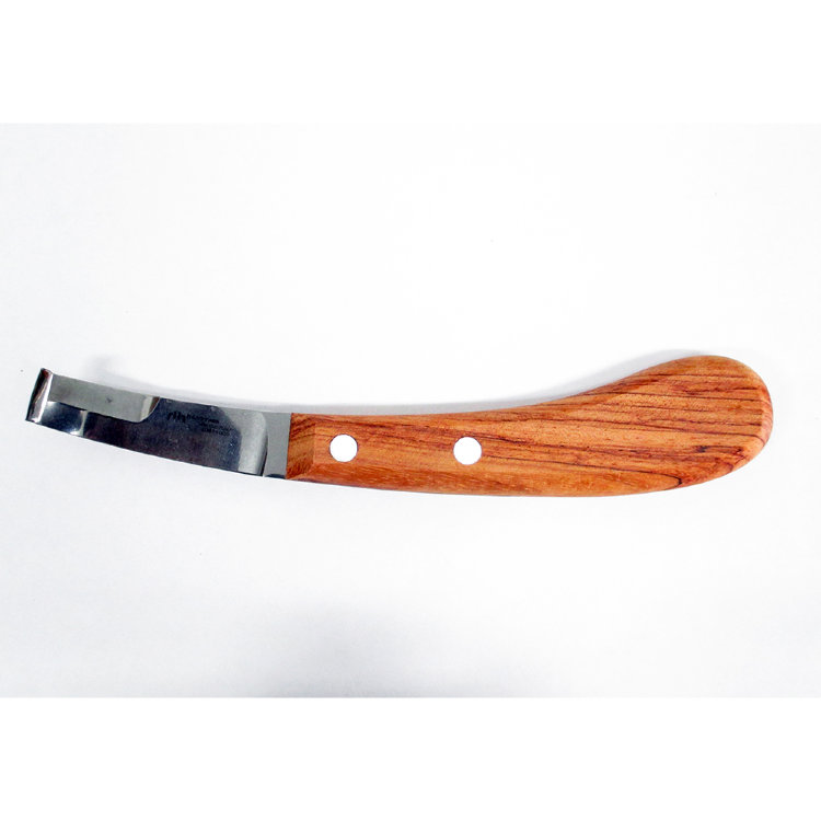 Нож копытный обоюдоострый с деревянной ручкой 70мм